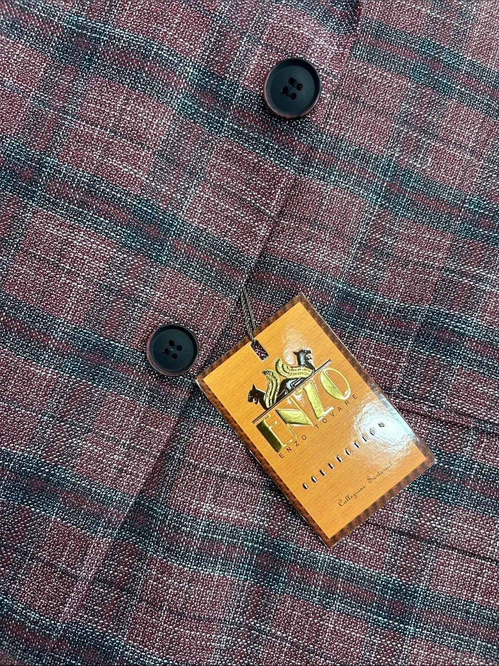 Enzo Tovare Men's Red / Burgundy Plaid Blazer NWT